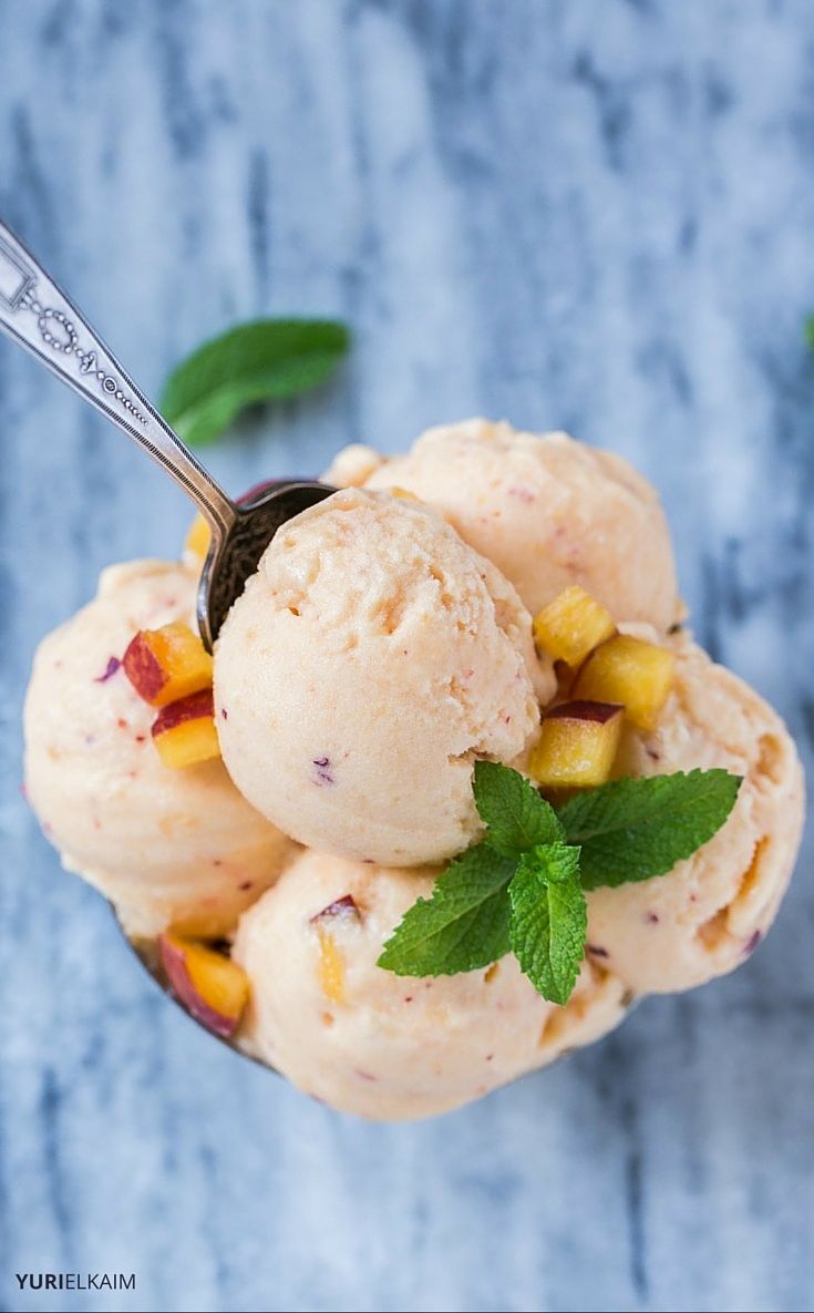 2-Ingredient Homemade Peach Ice Cream | Vegan Ice Cream Recipes | Homemade Recipes