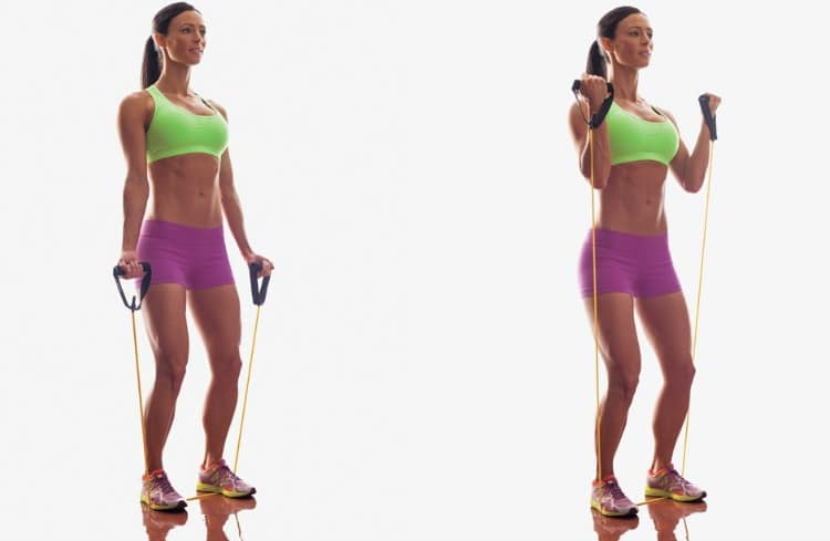 how to do bicep curls with resistance bands
