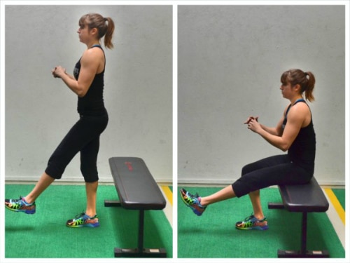 Exercises to Strengthen Knees - Single Leg Squat onto Bench